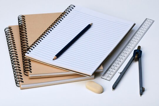 School stationery supplies for education and studying