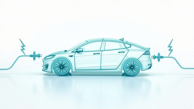 Electromobility Icon With Charging Plug And Lightning Bolt