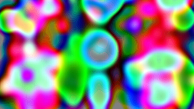Vibrant neon liquid gradient aura background with psychedelic blurred colorful heat map blob texture for creative design copy space
