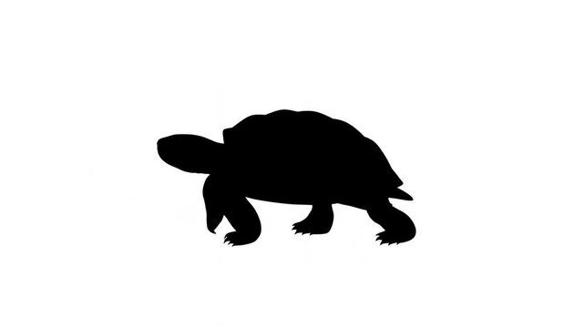Turtle silhouette standing in side profile against a plain white background