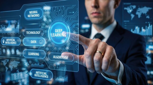 Professional interacting with deep learning technology interface