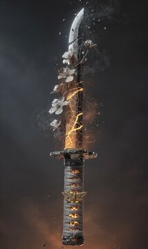 Ashbloom Cinder Glass Katana Mythical Fantasy Weapon Concept Art｜灰花の炎硝子刀