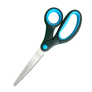 Left-Handed Scissors PNG Clipart, Transparent Background, Blue Black Office Scissors Isolated