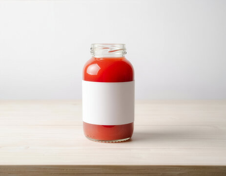 Small strawberry juice bottle mockup template with blank white label