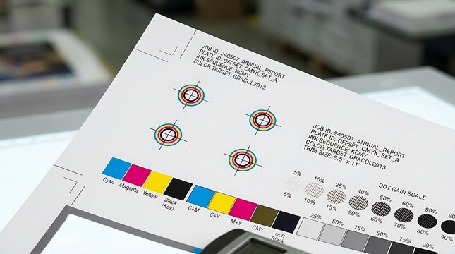 Professional CMYK Print and Registration Marks for Color Calibration and Prepress Offset Printing Quality Control
