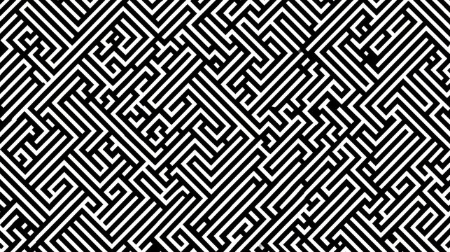 Complex labyrinthine design creates an engaging visual challenge