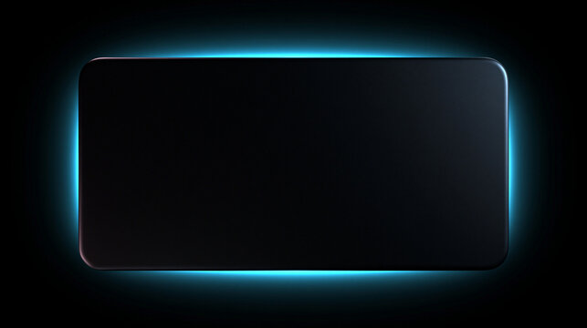 Glowing Blue Neon Frame Mockup on Dark Background
