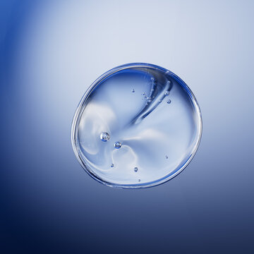 illuminated gel or face serum sphere drop. Macro cosmetic hydration 3d rendering concept.