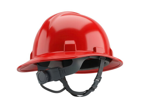 Un casque de s&eacute;curit&eacute; rouge vif, essentiel pour la protection individuelle sur les chantiers de construction et les environnements industriels, est pr&eacute;sent&eacute; isol&eacute; sur un fond blanc pur.