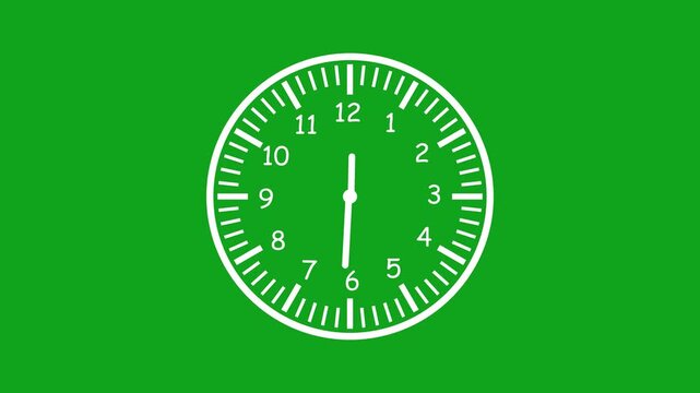 White Sketch Clock Icon Wiggle Animation on Green Screen, Time Schedule and Countdown Overlay