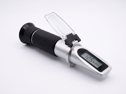 Precision refractometer for measuring liquid concentration levels.