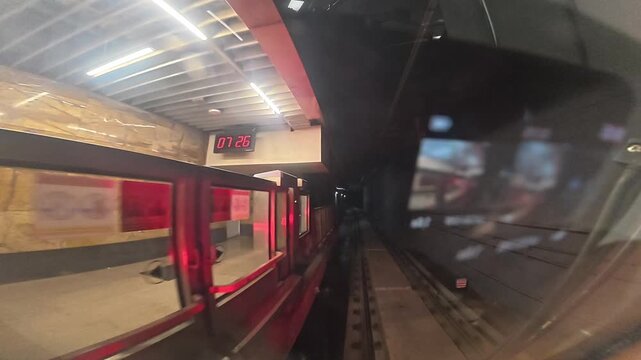 The view from the last coach of a driverless metro train and a video created by reversing the footage.