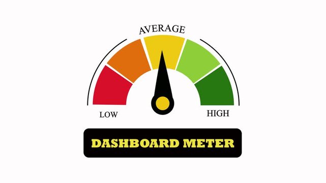 Dashboard Meter Gauge with Low Average High Performance Indicator &ndash; Colourful Business Speedometer Vector