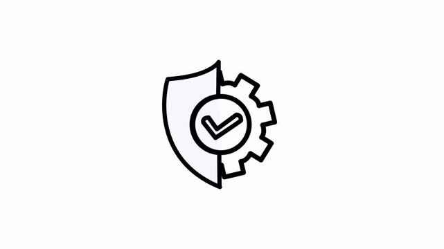 Security, safety, shield protection management icon animation. Secure, safe, protect, guard, privacy, defence manage animated symbol 4K animation on white background