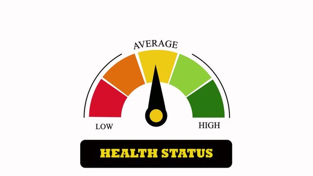 Health Status Indicator Gauge Showing High Levels of Fitness and Wellness Performance with Colour Gradient from Low to High