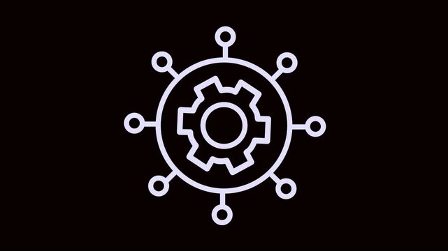 Management process animated icon. Motion symbol of rotating gear setting control network. Operation, optimization, development, system, productivity, cogwheel, improvement, and manage animation
