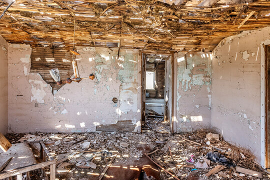 nterior of abandoned home on the Great Plains in America
