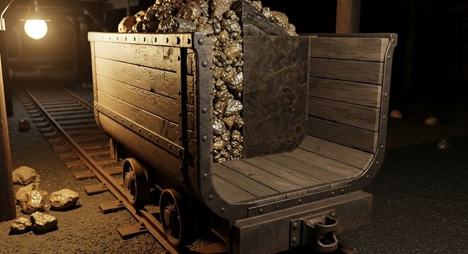 Old Mining Cart Filled With Ore