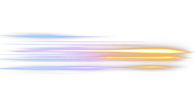 Golden anamorphic flare PNG transparent overlay with blue purple horizontal light streaks, on transparent background