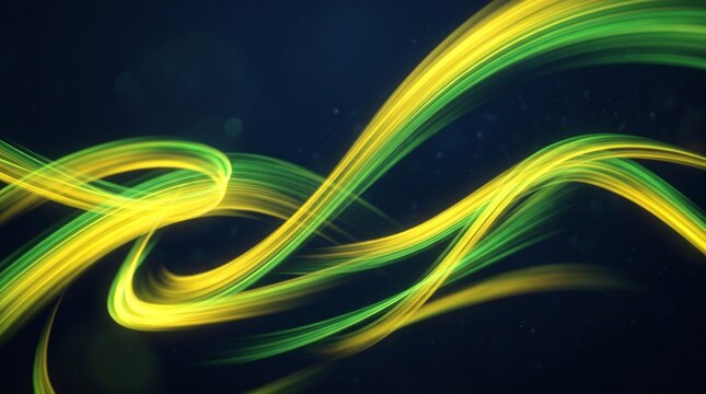 Abstract Brazil Flag Colors Flowing Waves Background
