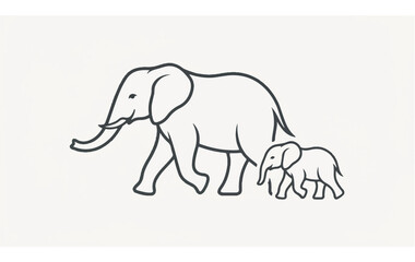Fototapeta premium Family Elephants Walking Together.