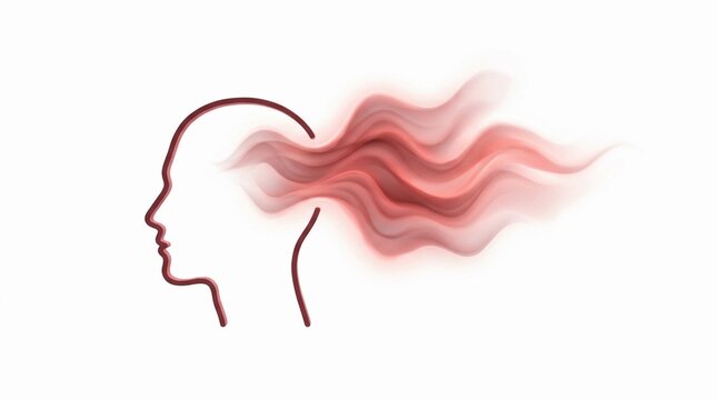 Abstract Illustration of a Human Head Profile with Pink Smoke Representing Thoughts and Mental Health