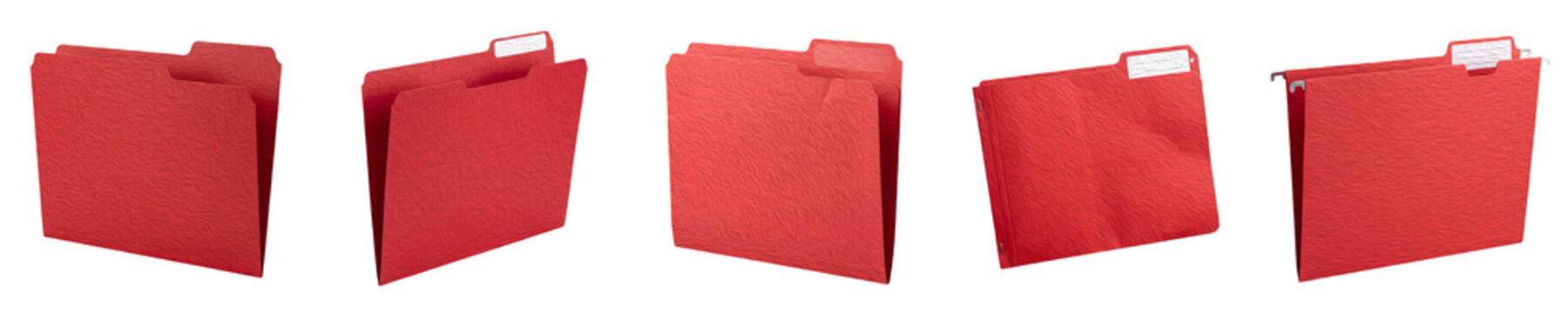 the collection set of the five  File Folders (Carmine Red) isolated on withe background PNG photo tock''