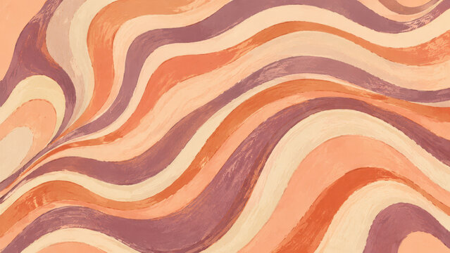Abstract wavy brush strokes in warm earthy colors