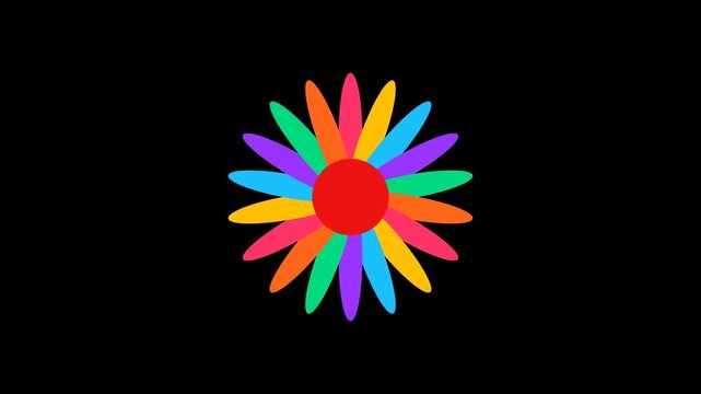 Animated sunflower bloom icons in colorful styles with smooth petal motion, ideal for video editing.