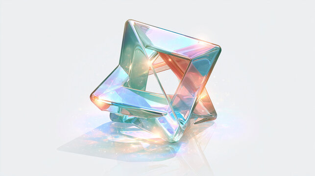 Abstract interlocking crystal star sculpture