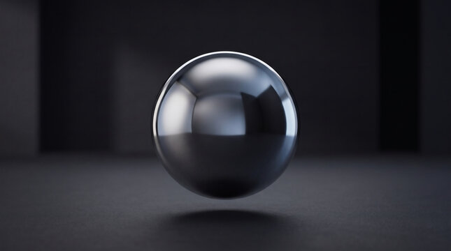 Chrome sphere background with reflective metallic surface