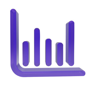 Isolated 3d rendered purple bar chart icon for business data analysis and finance reporting concepts transparent background
