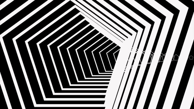 Black and White Optical Illusion Pentagon Tunnel Background Loop