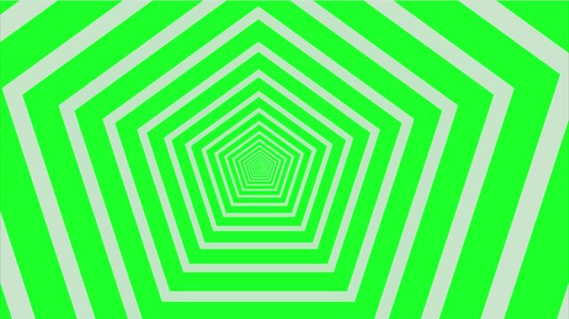 Abstract Green Pentagonal Tunnel Loop Animation