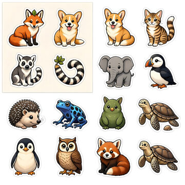 set of funny animals