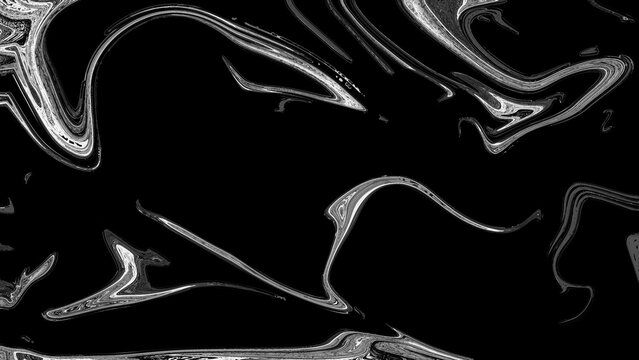 Abstract swirling black and white fluid marble background