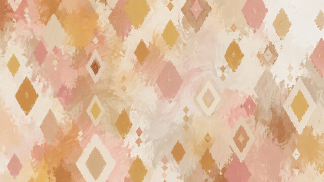 Abstract watercolor diamond pattern in warm pastel tones