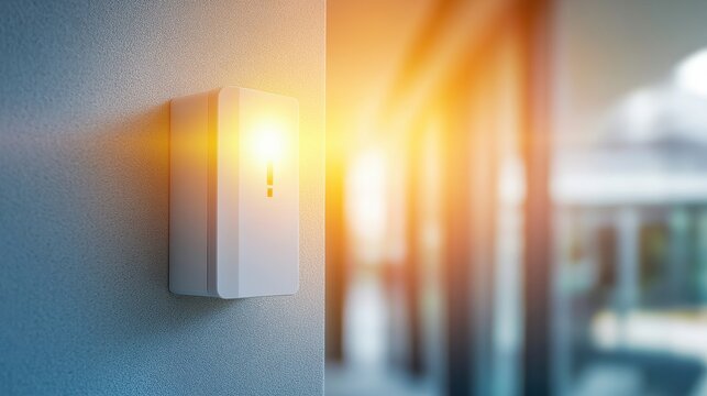 Close up of a network interface device glowing with light