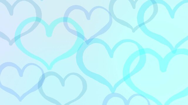 Slow Subtle Hand Drawn Heart Background - blue