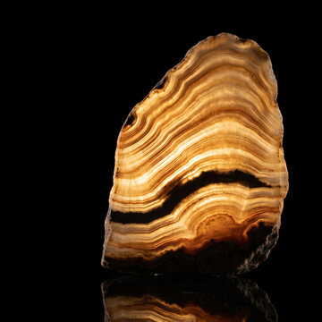 Sliced Cave Flowstone Glowing With Banded Layers