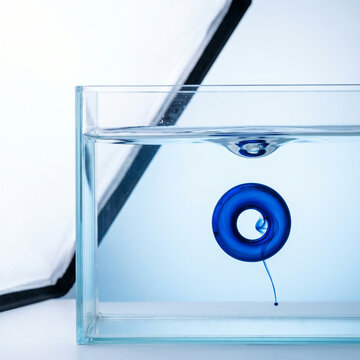 Dye Vortex Ring Sinking Through Clear Water