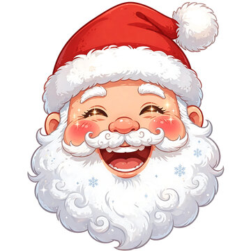 Cheerful Happy Santa Claus Face Laughing With White Beard Christmas
