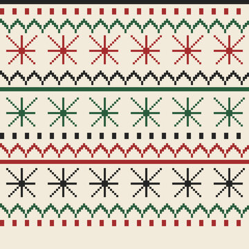 Fair isle seamless pattern nordic christmas knit red green cream