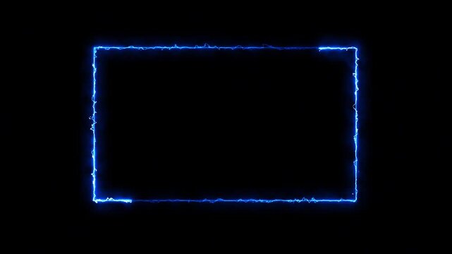 Electric rectangle light effect glowing abstract outline streak frame animation. With smooth rotate sweep and moving distortion on a black background