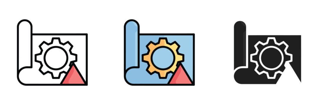 Blueprint icon symbol template for graphic and web design collection, logo vector illustration. Professional architectural planning symbol representing construction, engineering, technical drawing.