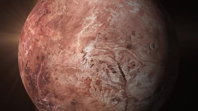 Makemake Dwarf Planet Rotating in Deep Space, Kuiper Belt Solar System Animation