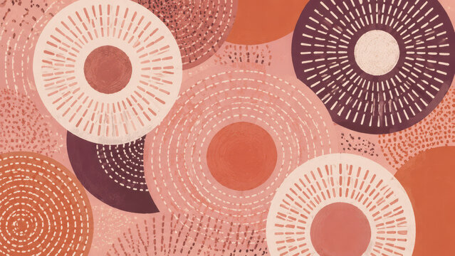 Abstract Circular Pattern in Terracotta and Cream Tones
