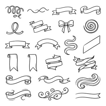 Hand Drawn Ribbon Banner and Scroll Illustration Collection