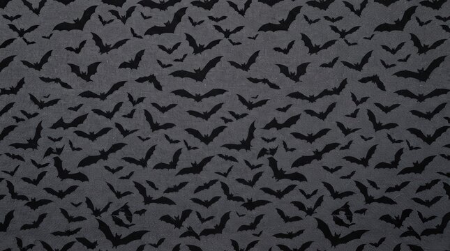 black bat pattern on white background for Halloween fabric, wrapping paper, stationery and seasonal surface design.