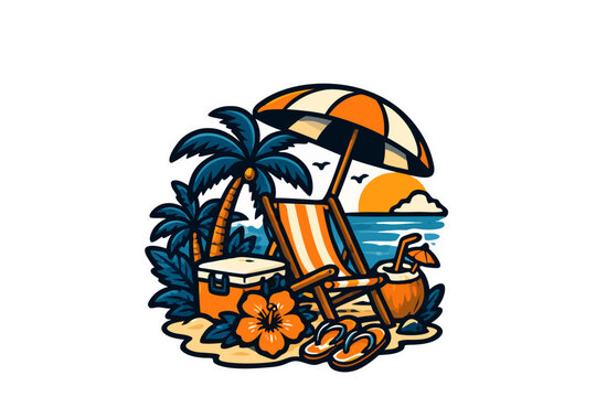Tropical Beach Vacation Summer Sticker Design 26